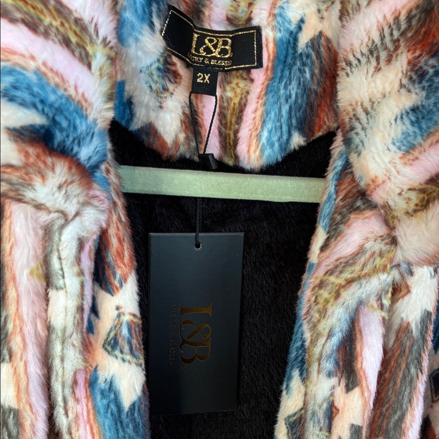 L&B Multicolor Southwestern Patterned Teddy Jacket