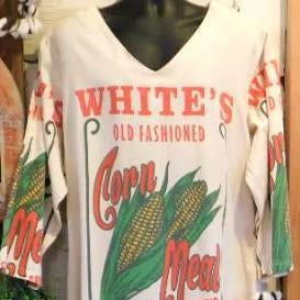 Vintage White's Old Fashioned Corn Meal Sack Dress - Upcycled Farm Heritage