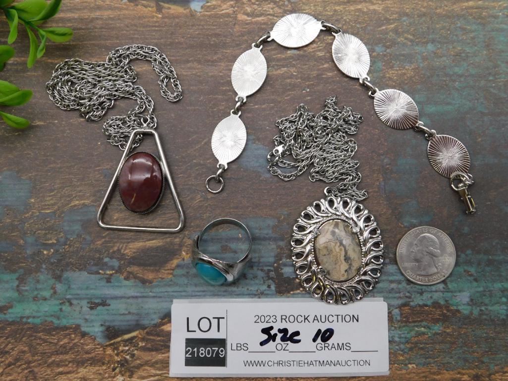 MIXED JEWELRY LOT ROCK STONE LAPIDARY SPECIMEN