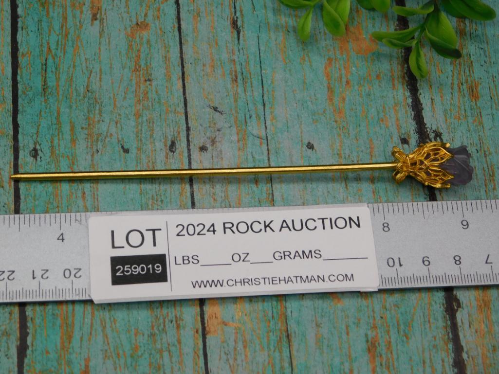 AMETHYST ROSE HAIR PIN