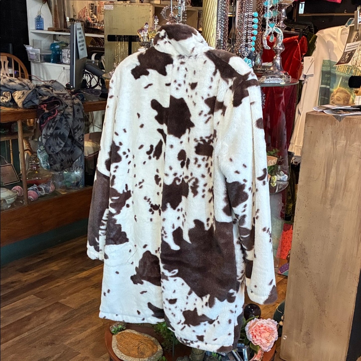 Kiss Brown and White Patterned Teddy Jacket
