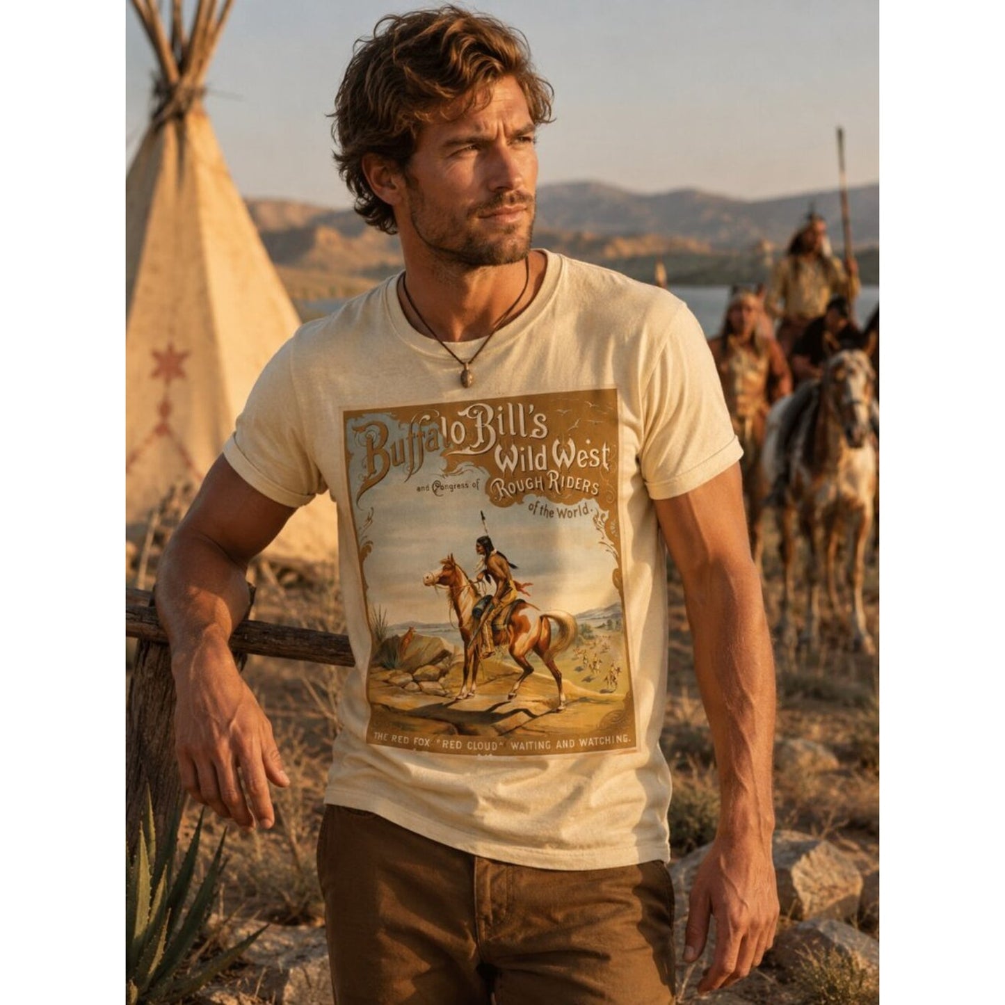 Buffalo Bill’s Wild West “Rough Rider"HATMAN ORIGINALS VINTAGE STYLE T SHIRT TEE