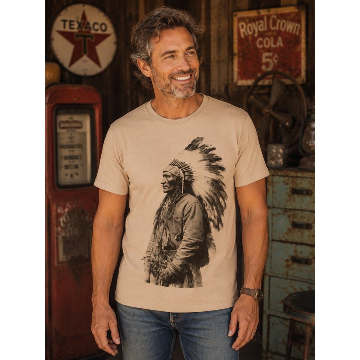 Vintage Native Heritage Sand Tee HATMAN ORIGINALS VINTAGE STYLE T SHIRT TEE