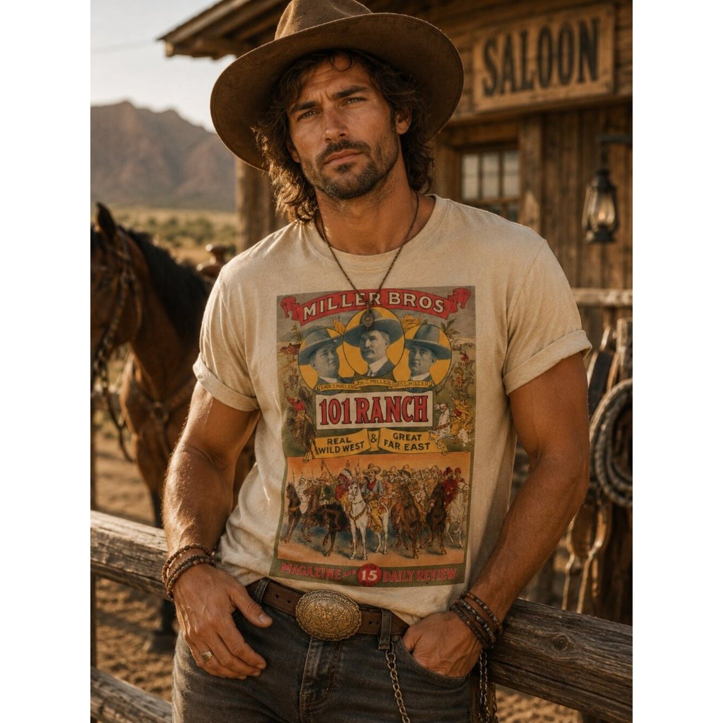 Miller Bros. 101 Ranch Vintage Tee HATMAN ORIGINALS VINTAGE STYLE T SHIRT TEE