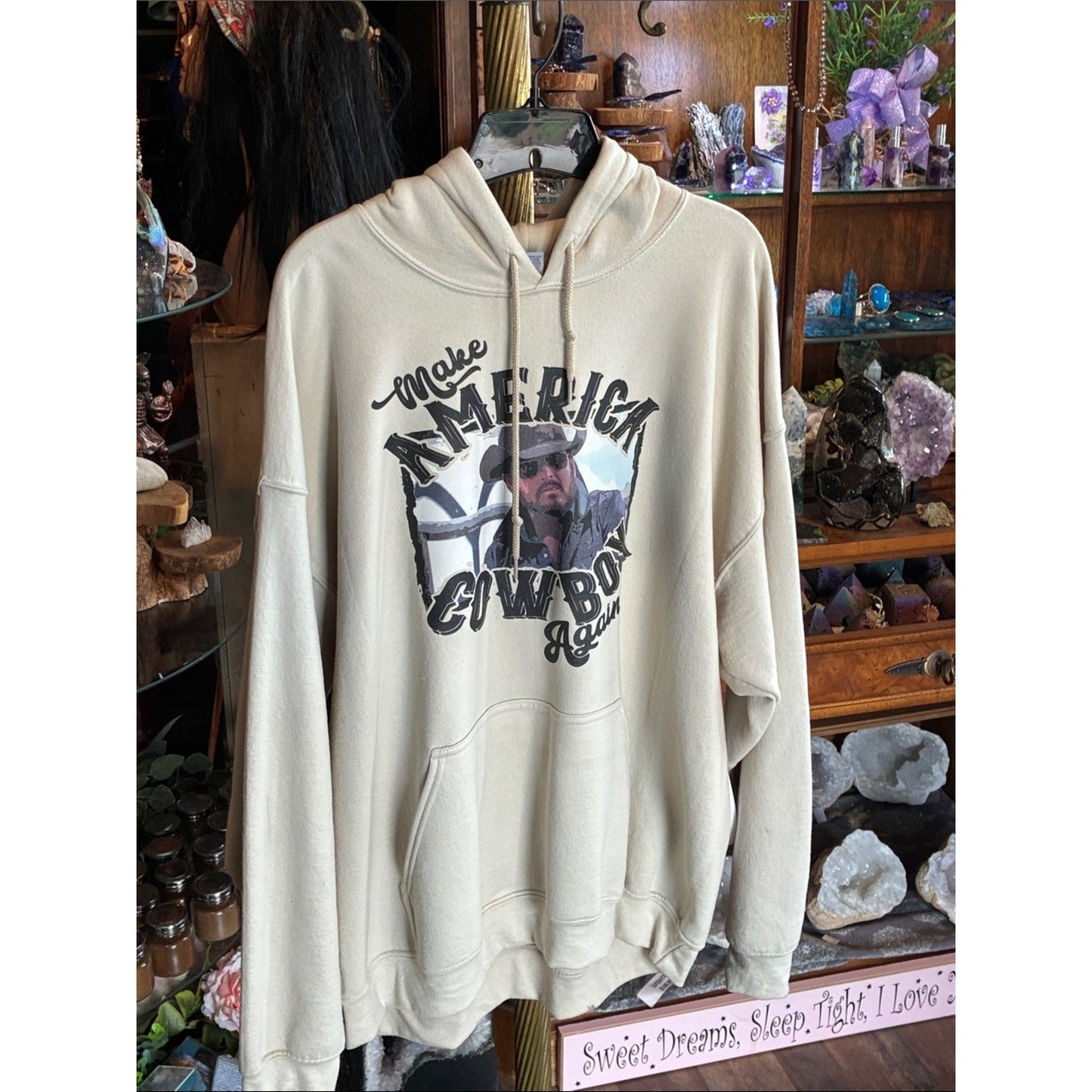 Cream 'Make America Cowboy Again' Graphic Hoodie Rip
