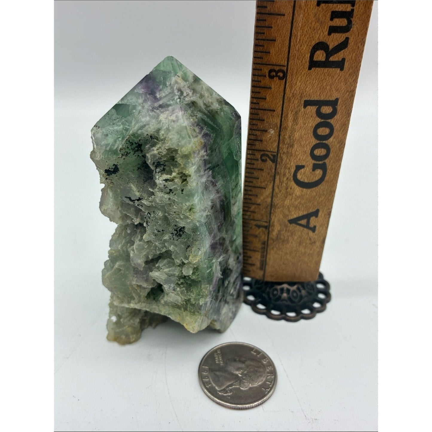 Natural Green Fluorite Crystal Point - Decorative Home Art Rock