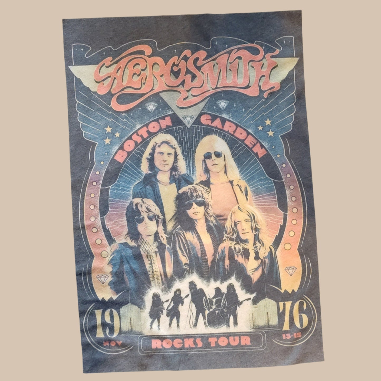 Aerosmith Rocks Tour 1976 Boston Garden Concert T-Shirt