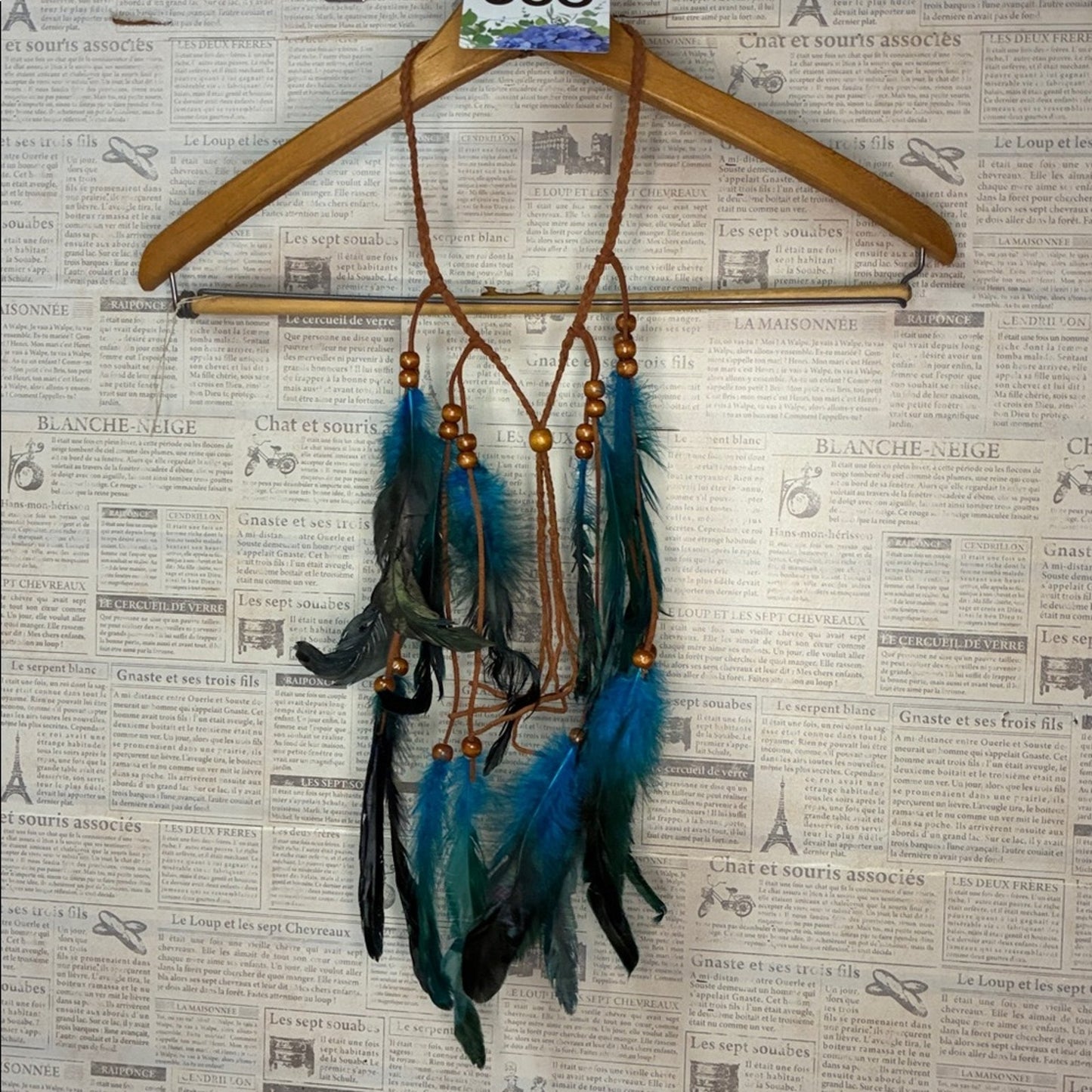 Feather adjustable necklace or headpiece 056