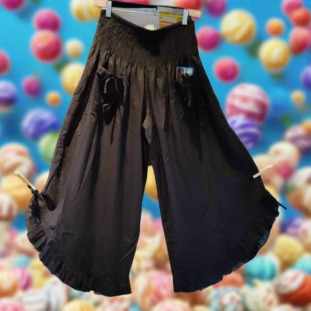 Elegant Black Ruffle Pants