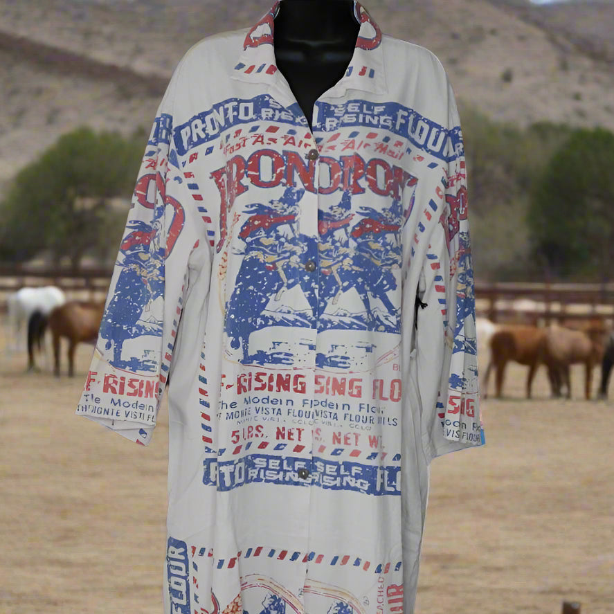Vintage Pronto Self-Rising Flour Sack Duster - Upcycled Western Blazer