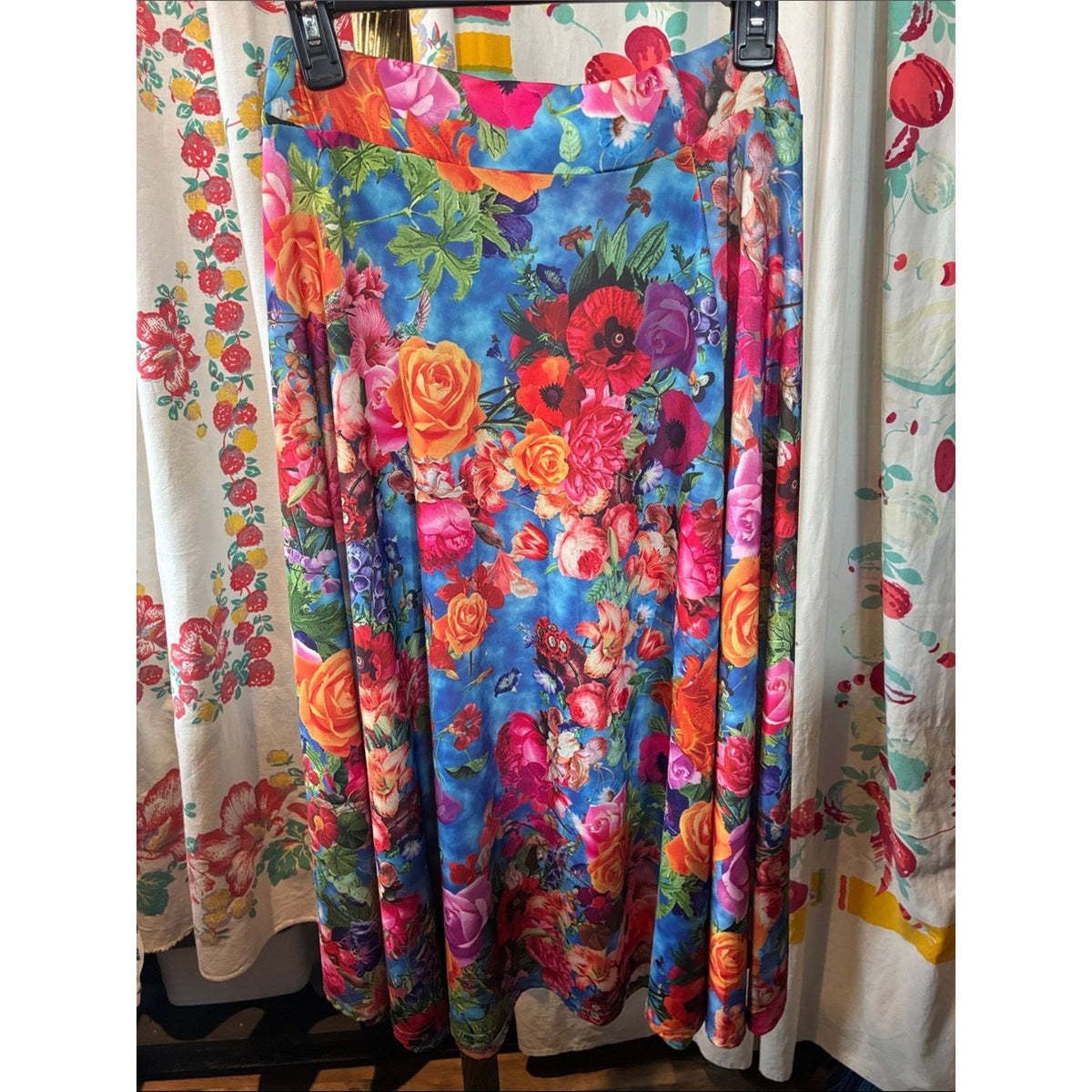 Matracean Blue Floral A-Line Maxi Skirt