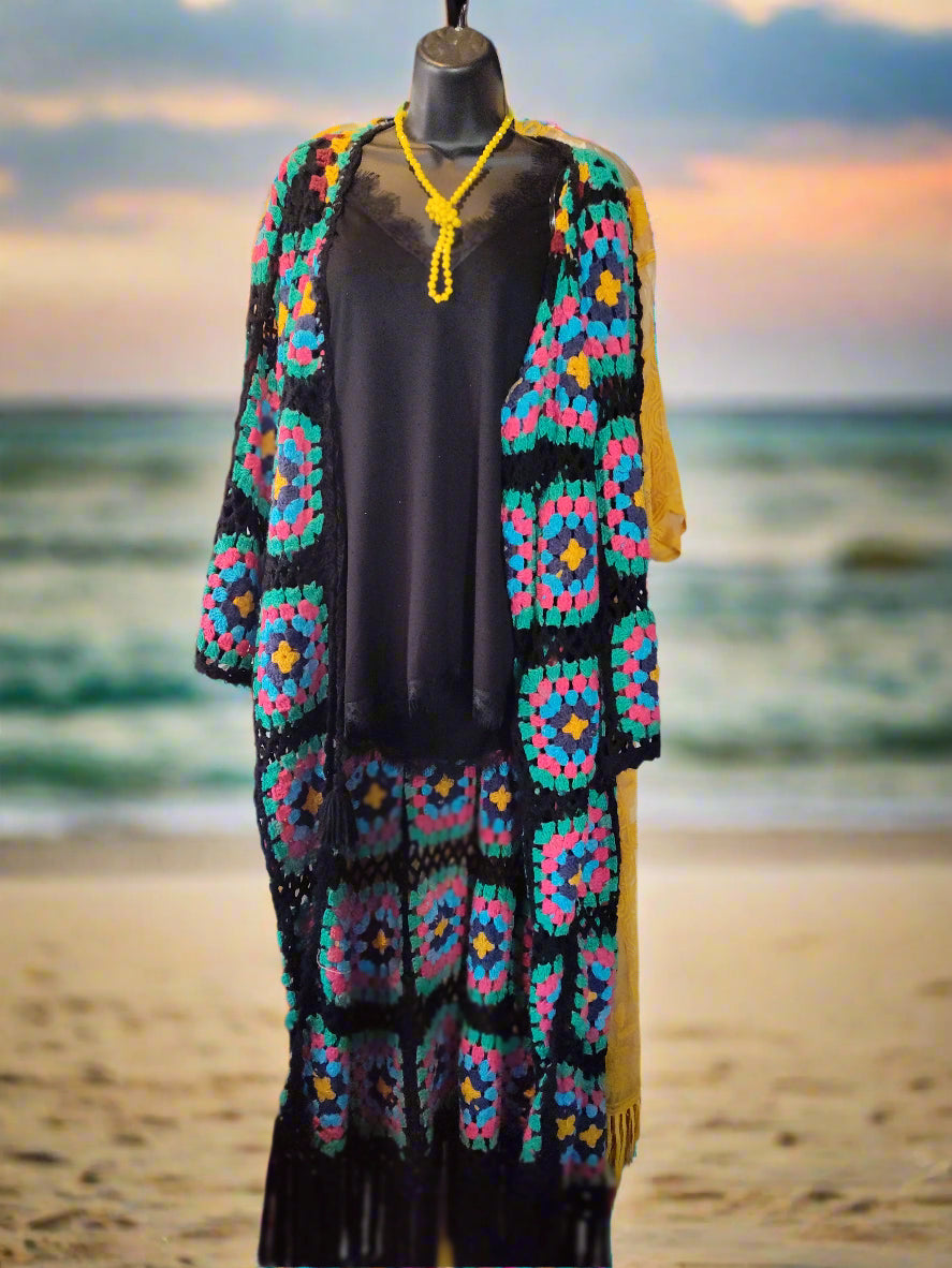 Granny Square Crochet Duster Cardigan