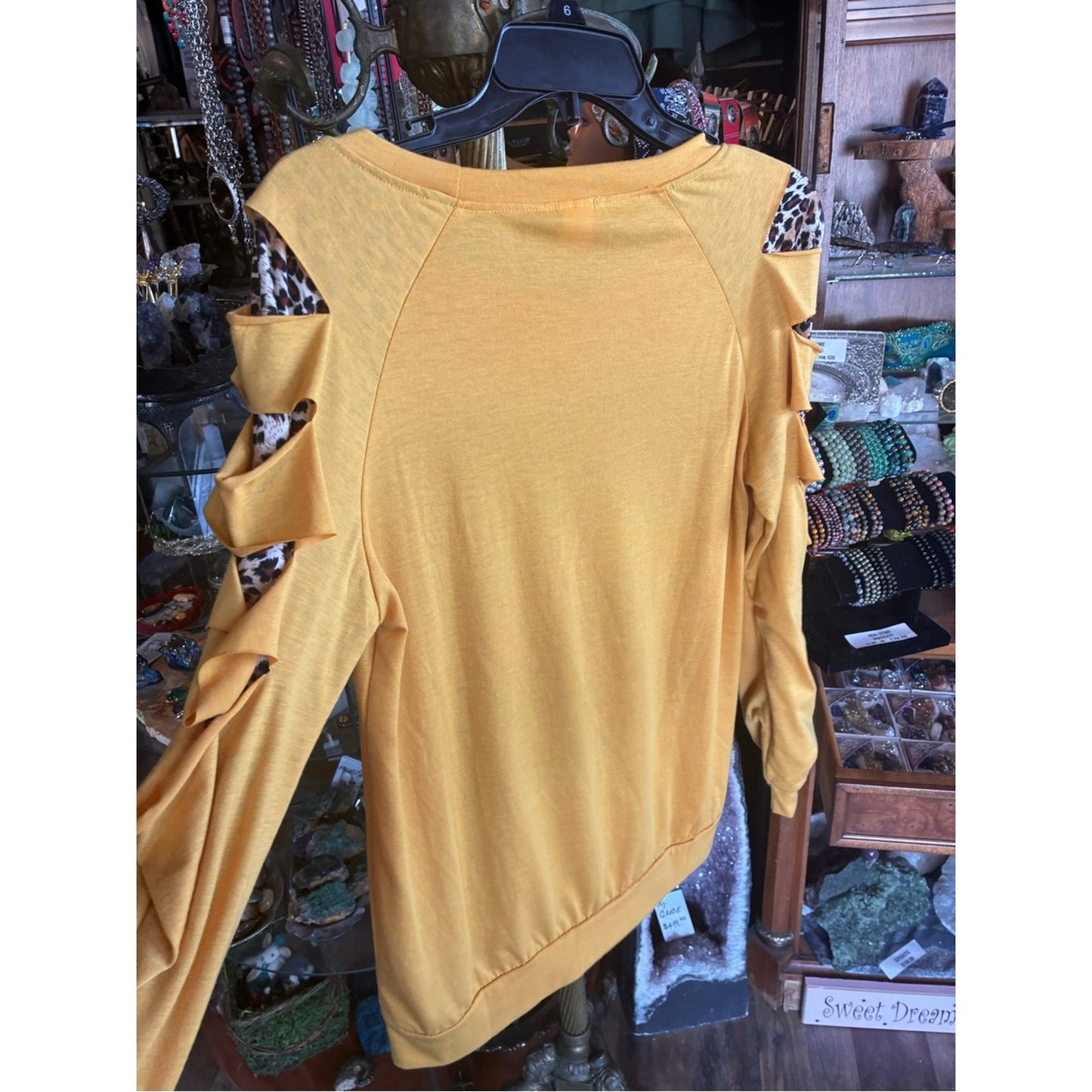 Women’s Mustard Graphic Long Sleeve Tee "I bought it at the thrift store"