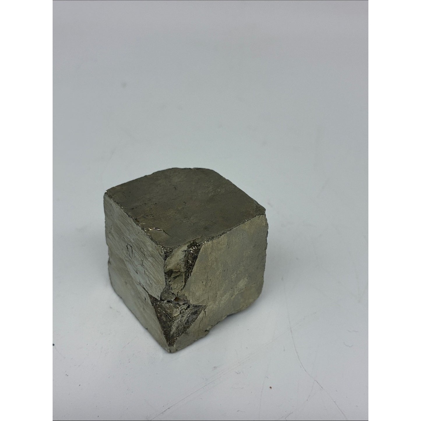 Natural Pyrite Decorative Cube - Metallic Gray and Gold Accent ROCK