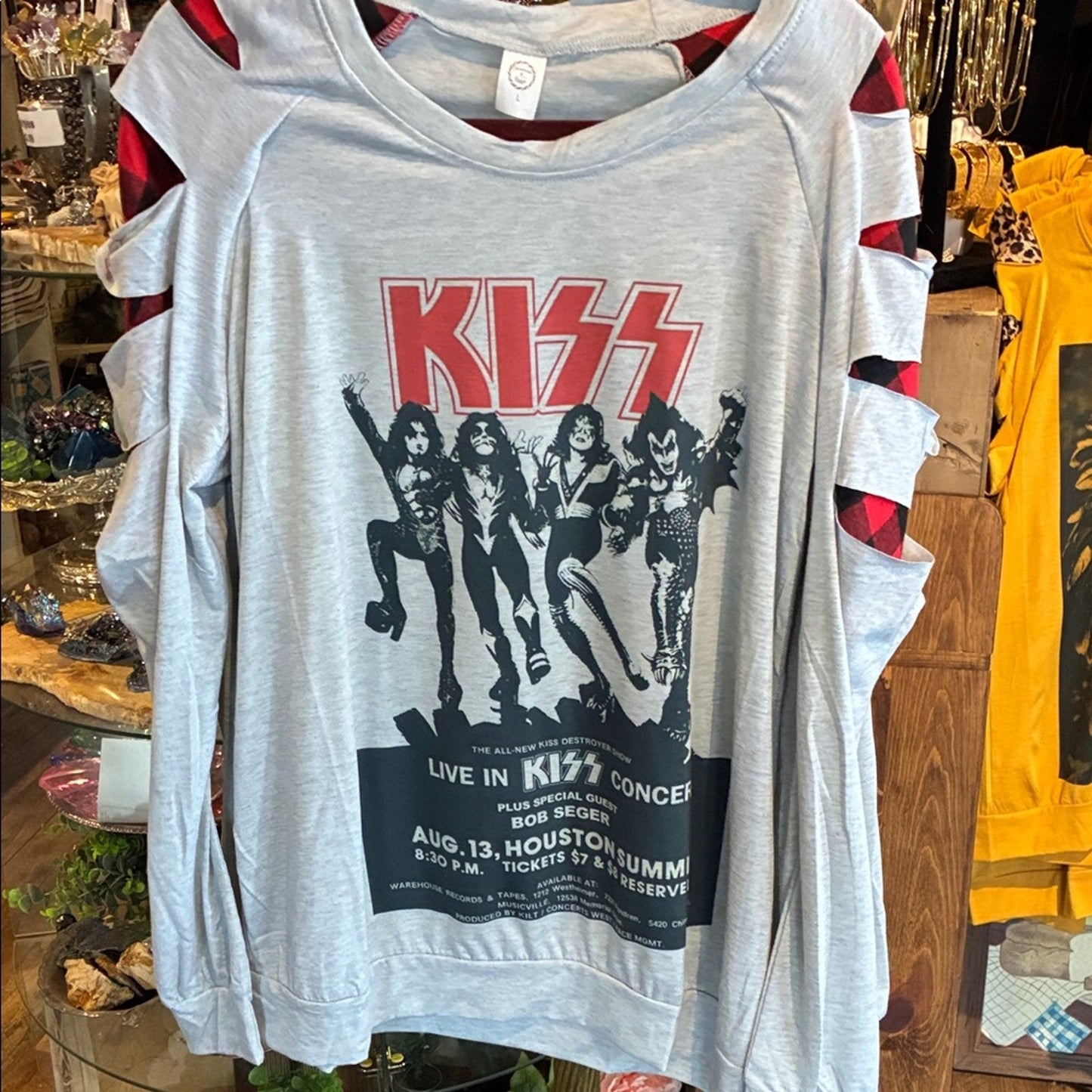 Gray Long Sleeve KISS Concert Tee T-Shirt