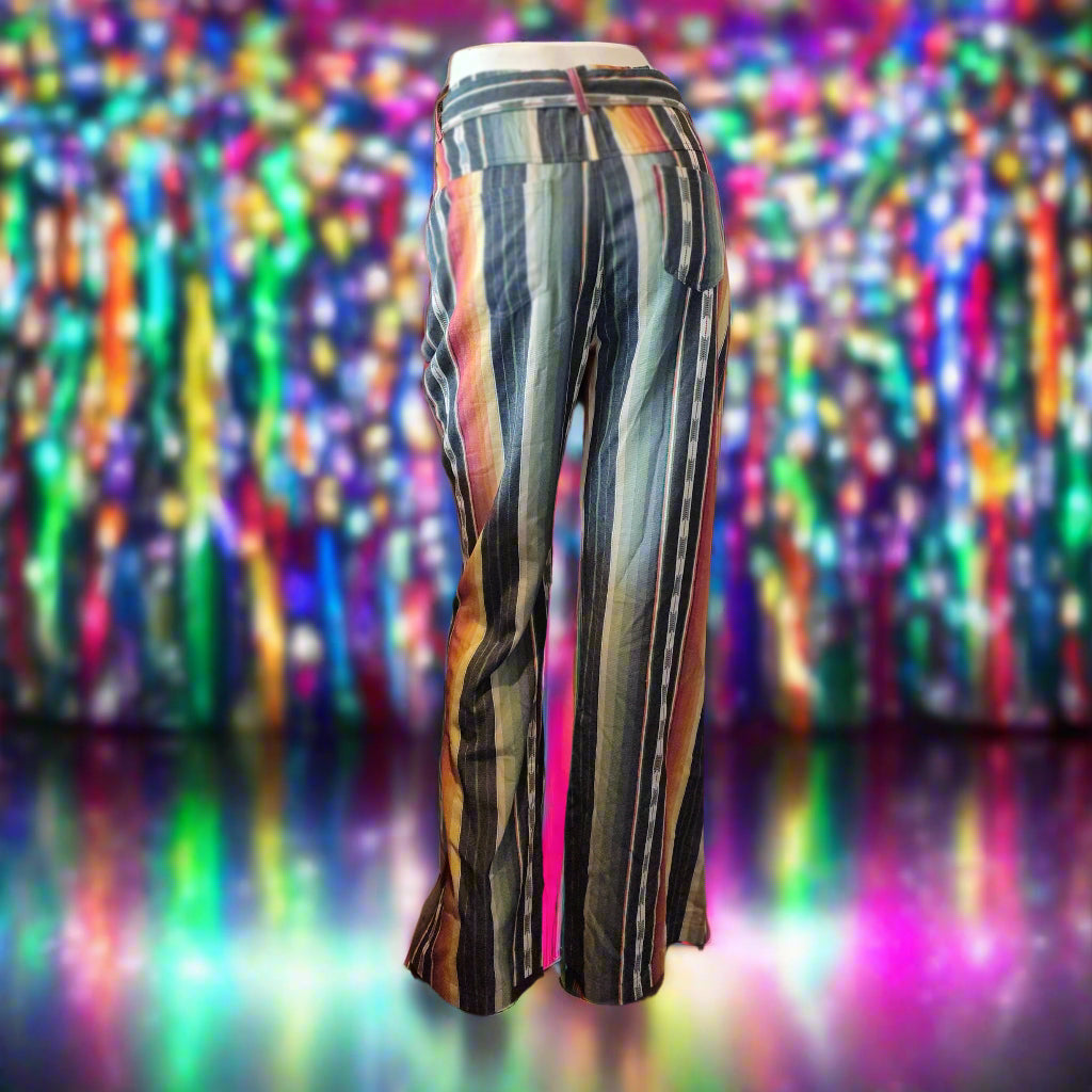 Retro Striped Flare Pants - Disco Style