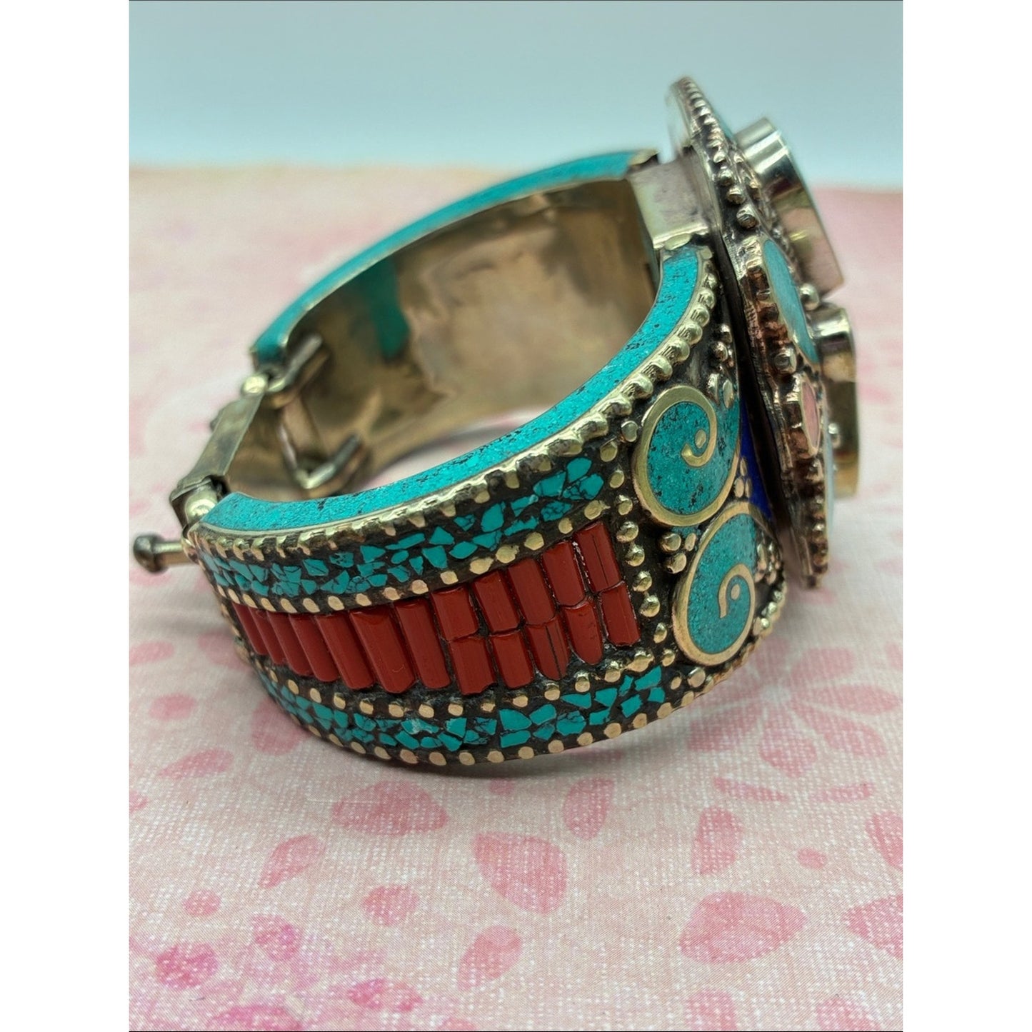 Turquoise & Lapis Statement Cuff Bracelet - Women Jewelry