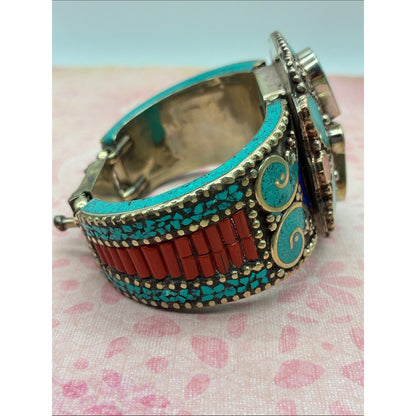 Turquoise & Lapis Statement Cuff Bracelet - Women Jewelry