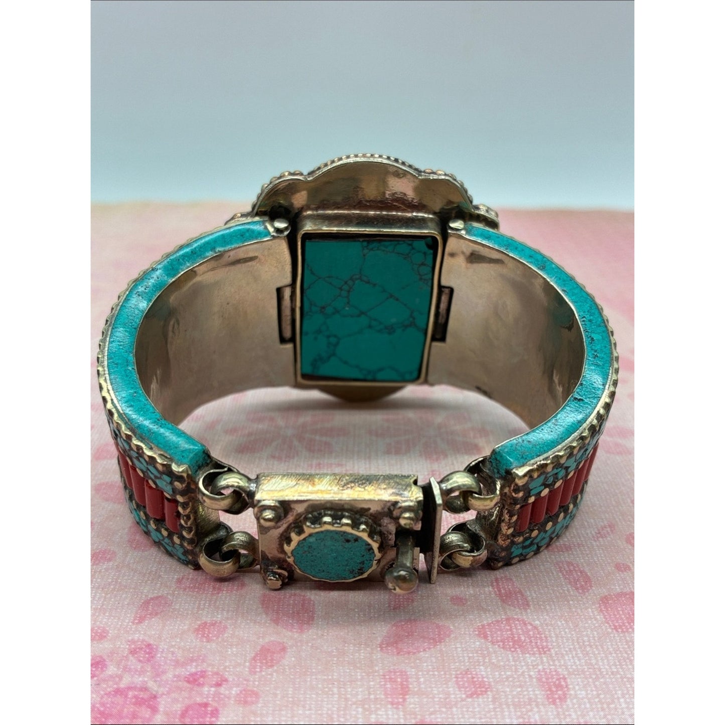 Turquoise & Lapis Statement Cuff Bracelet - Women Jewelry