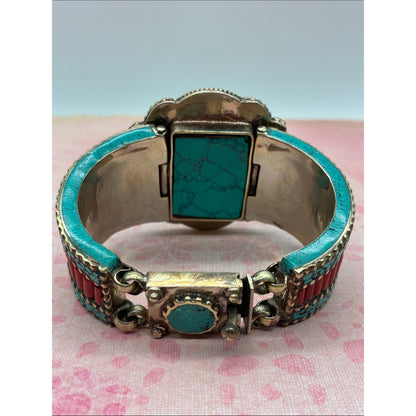 Turquoise & Lapis Statement Cuff Bracelet - Women Jewelry
