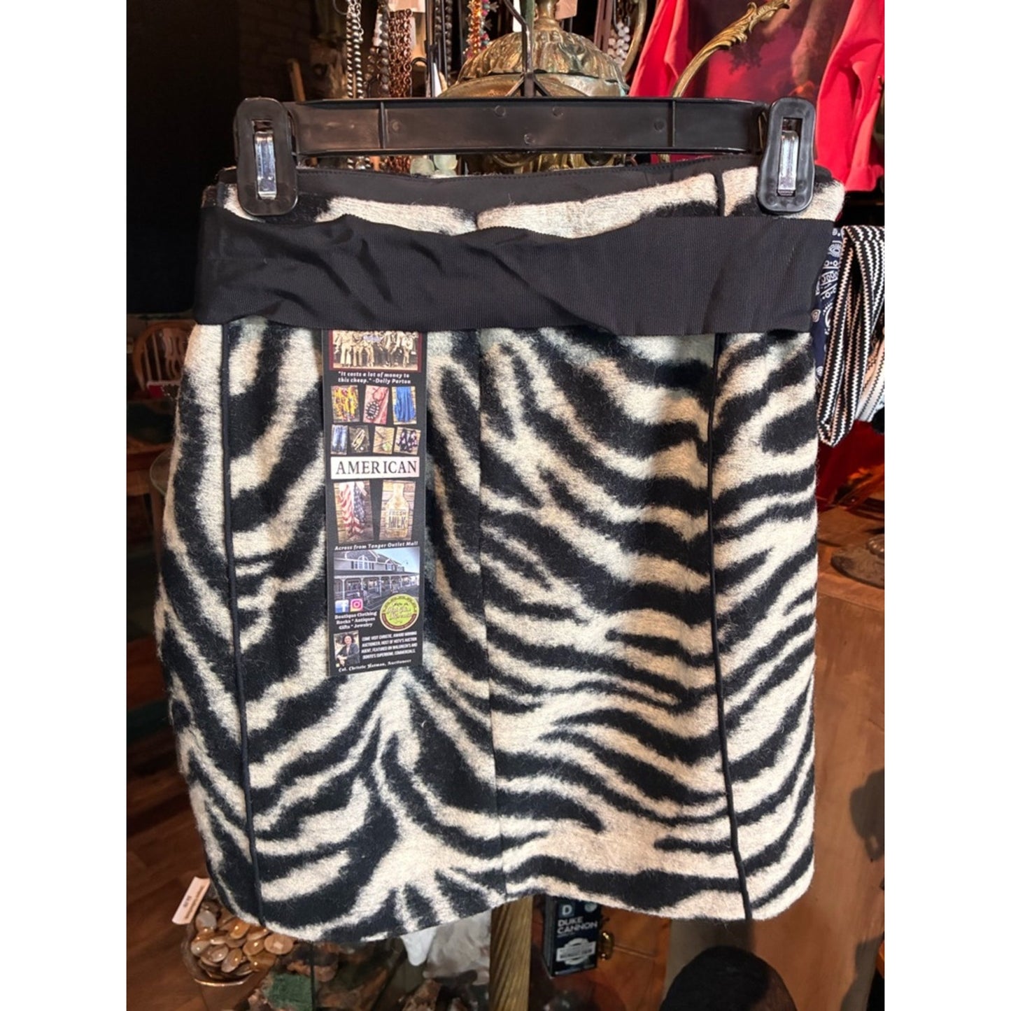 Ann Taylor Black and White Zebra Mini Skirt with Waist Tie