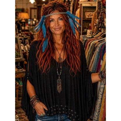 Feather adjustable necklace or headpiece 056