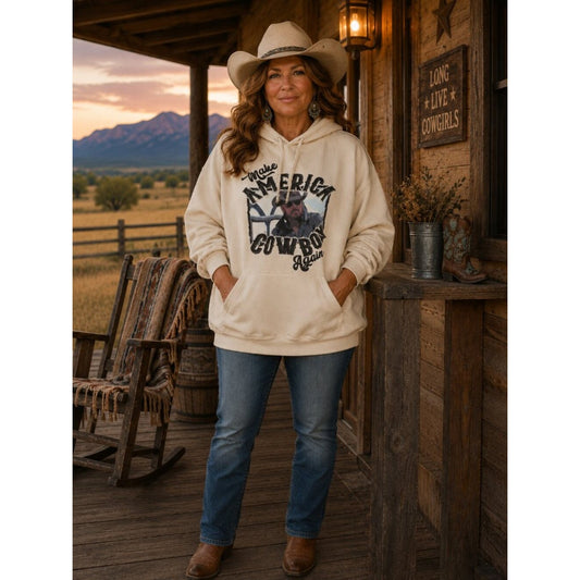 Cream 'Make America Cowboy Again' Graphic Hoodie Rip