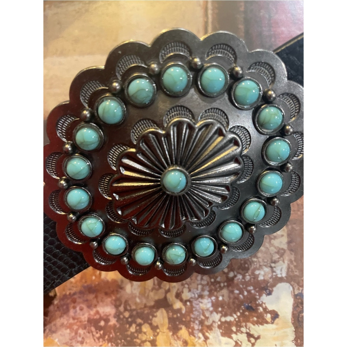 Western Concho Belt with Turquoise Accents