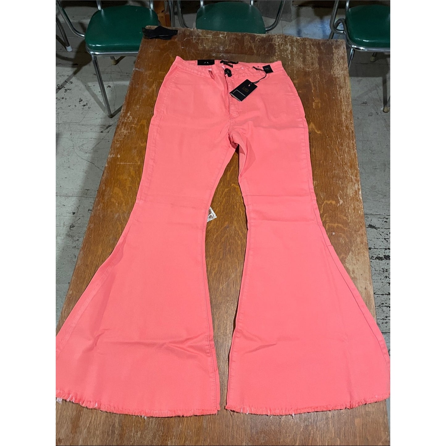 Lucky & Blessed Coral High-Rise Flare Pants plus size