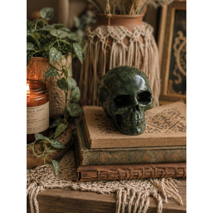 Polished Green Stone Skull Figurine