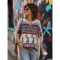 Vocal Embellished Paisley Knit Top - Cream, Red, Navy