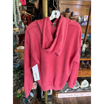 Gildan Red Pink Pullover Hoodie with Multicolor Accent