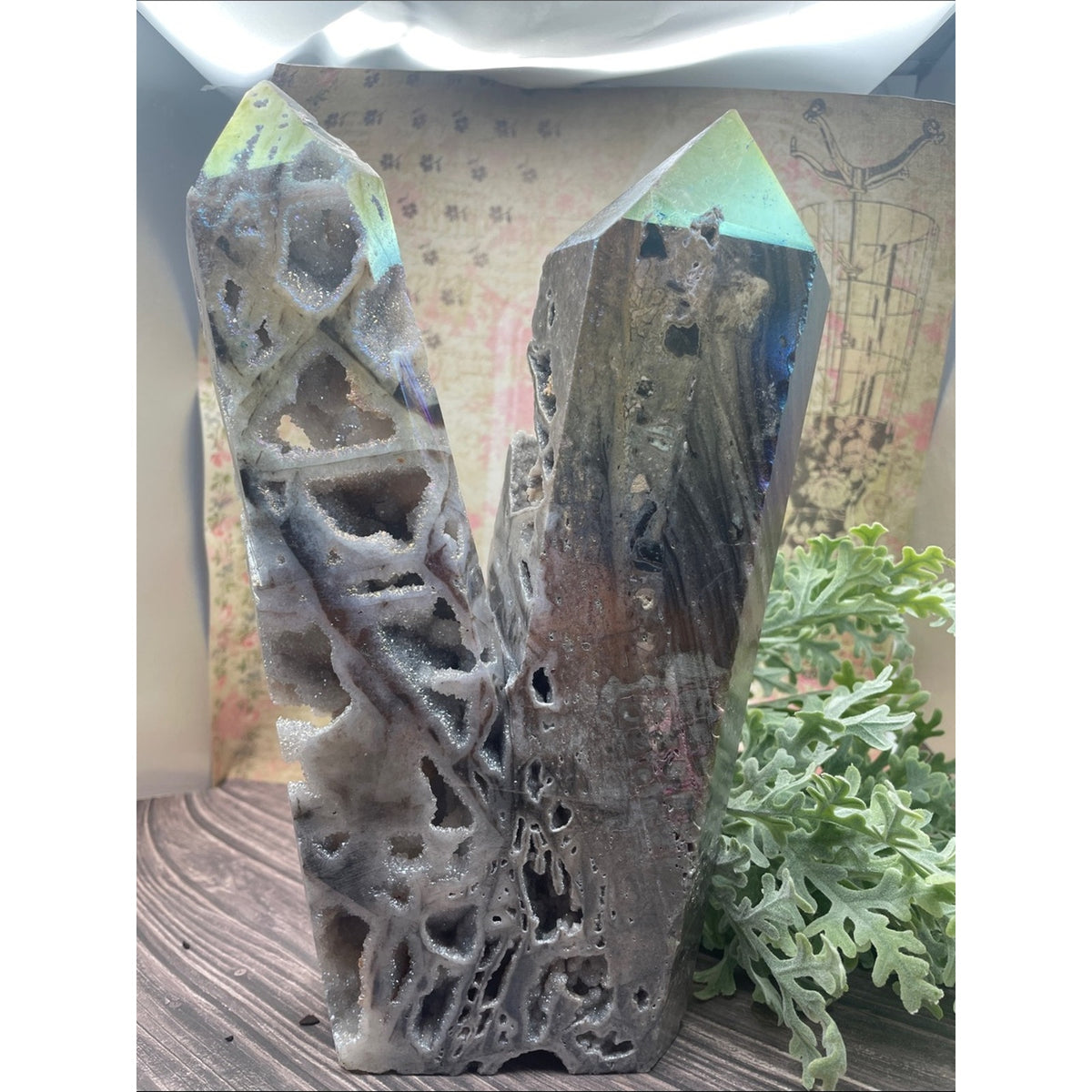 Large Rock Crystal Point Pair Home Art