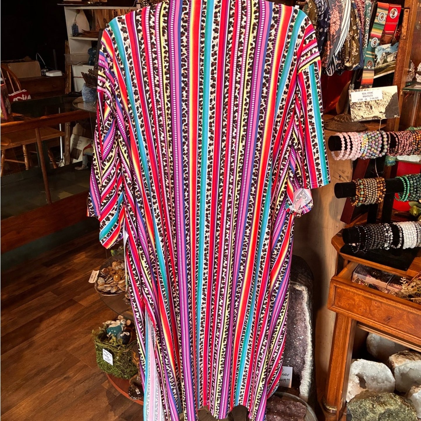 Vibrant Multicolor Striped Duster Kimono