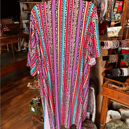 Vibrant Multicolor Striped Duster Kimono