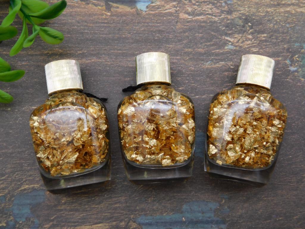 GOLD FLAKES IN BOTTLES ROCK STONE LAPIDARY SPECIMEN