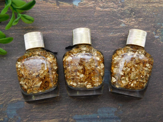 GOLD FLAKES IN BOTTLES ROCK STONE LAPIDARY SPECIMEN