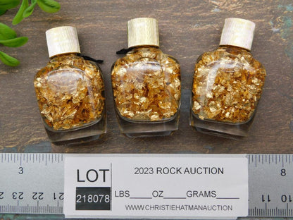 GOLD FLAKES IN BOTTLES ROCK STONE LAPIDARY SPECIMEN
