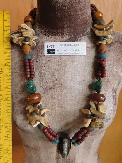 AFRICAN TRADE BEADS ROCK STONE LAPIDARY SPECIMEN