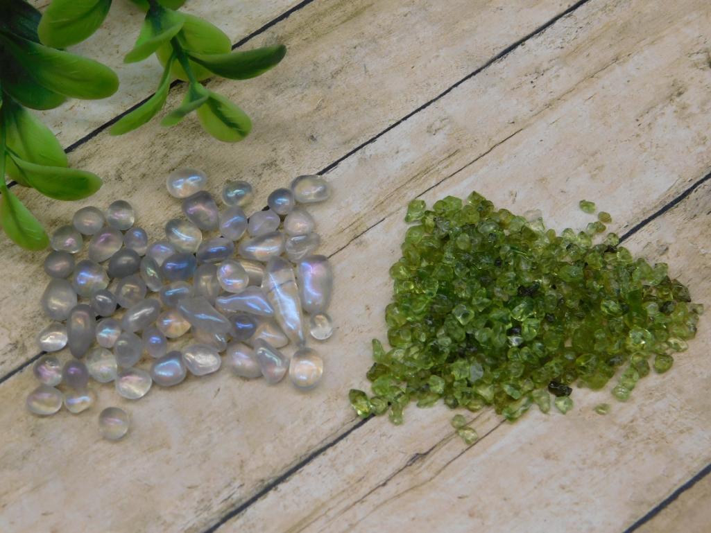 MOONSTONE AND PERIDOT GEMSTONE LOT
