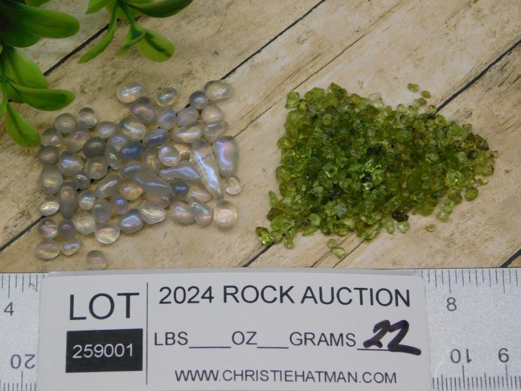 MOONSTONE AND PERIDOT GEMSTONE LOT
