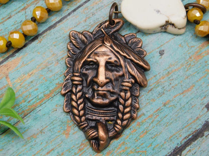 CHIEF PENDANT ON SPARKLE BEAD NECKLACE
