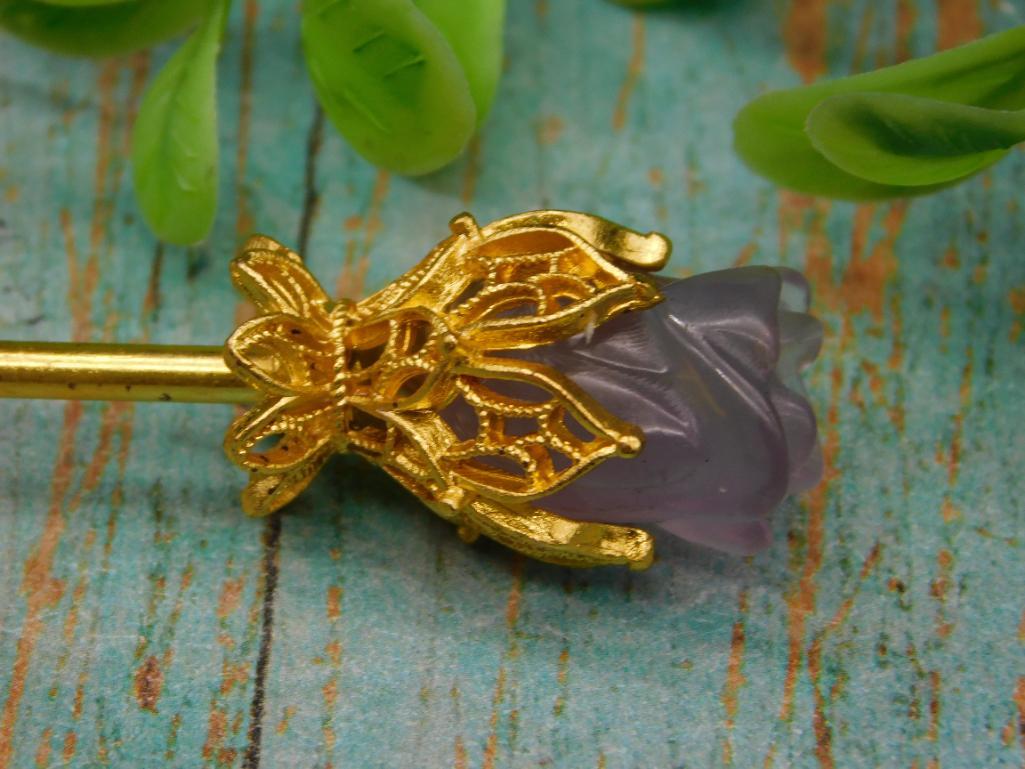 AMETHYST ROSE HAIR PIN