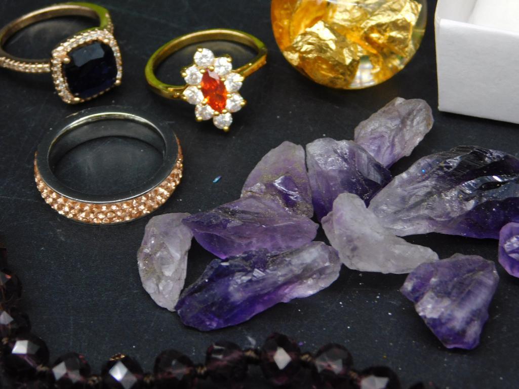 MIXED LOT JEWELRY AND ROCKS
