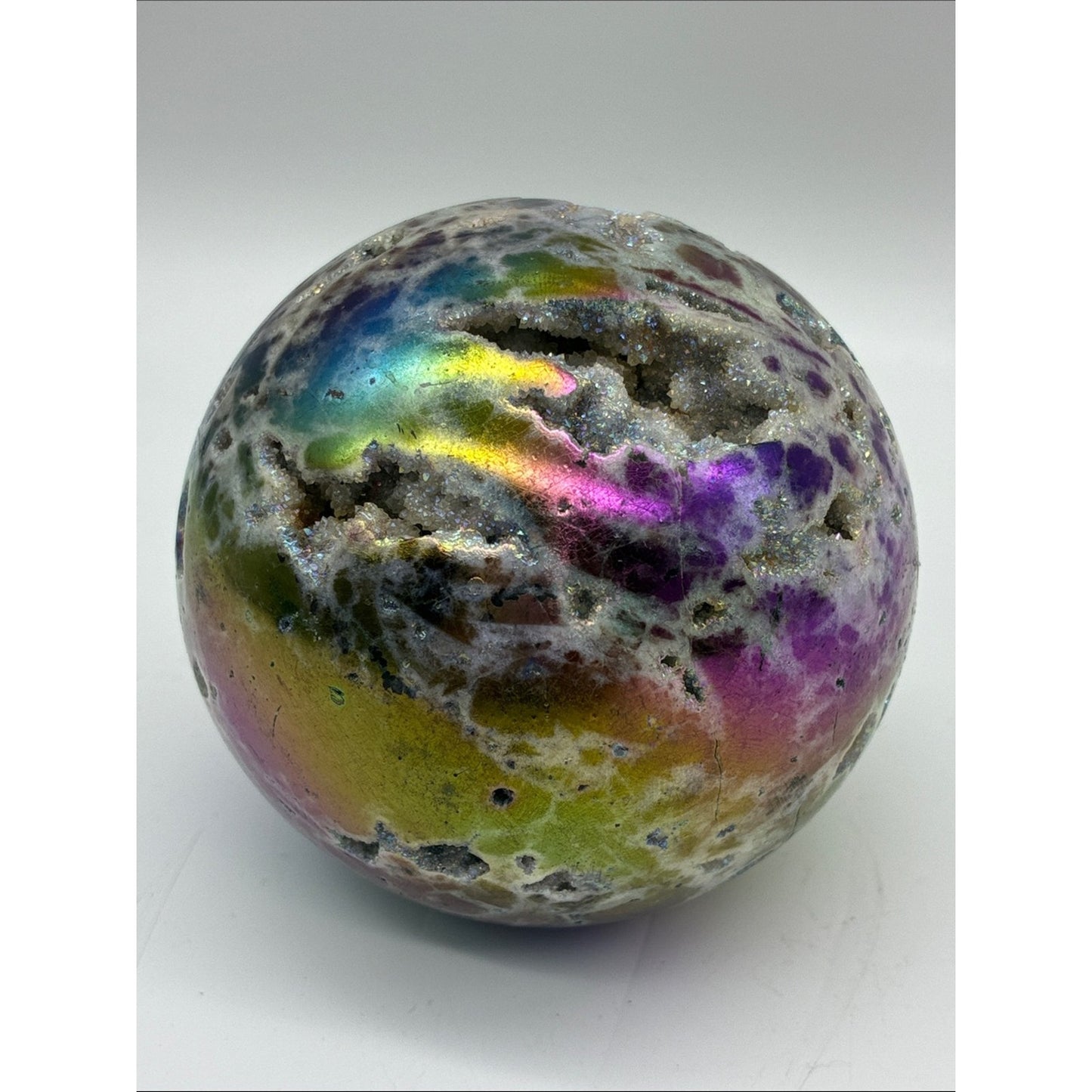 Multicolor Druzy Geode Sphere - Sparkling Pastel Tones Rock