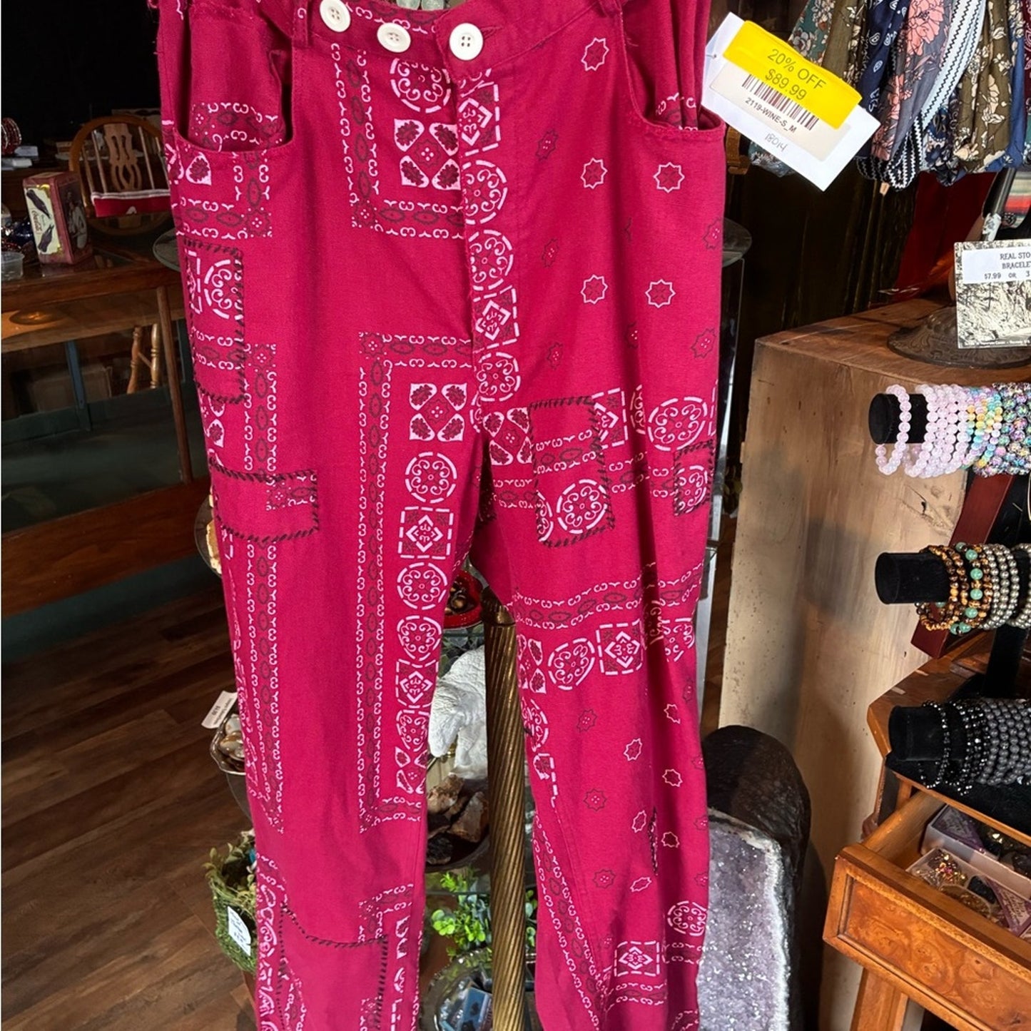 Magenta Bandana Print Casual Pants