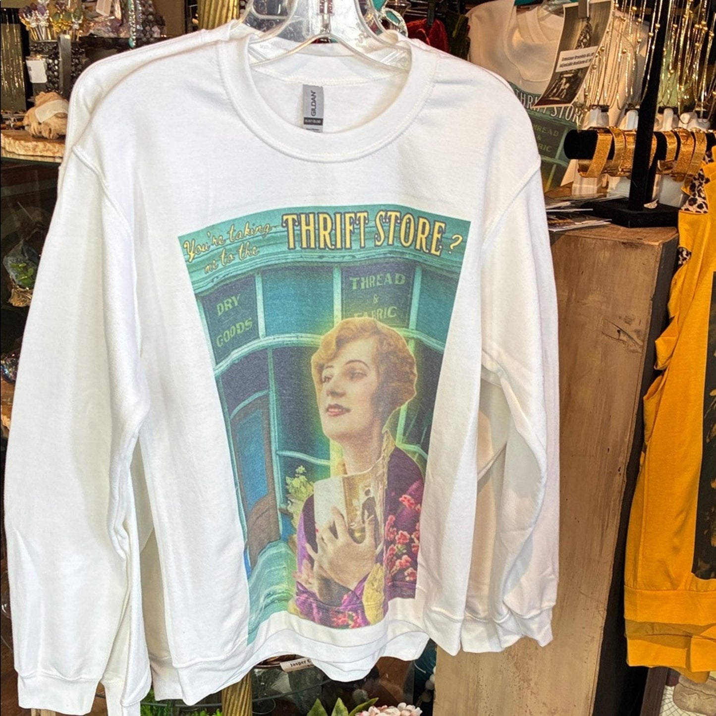 Thrift Store Vintage Graphic White Sweatshirt