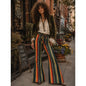 Boho western stripe bell bottom pant