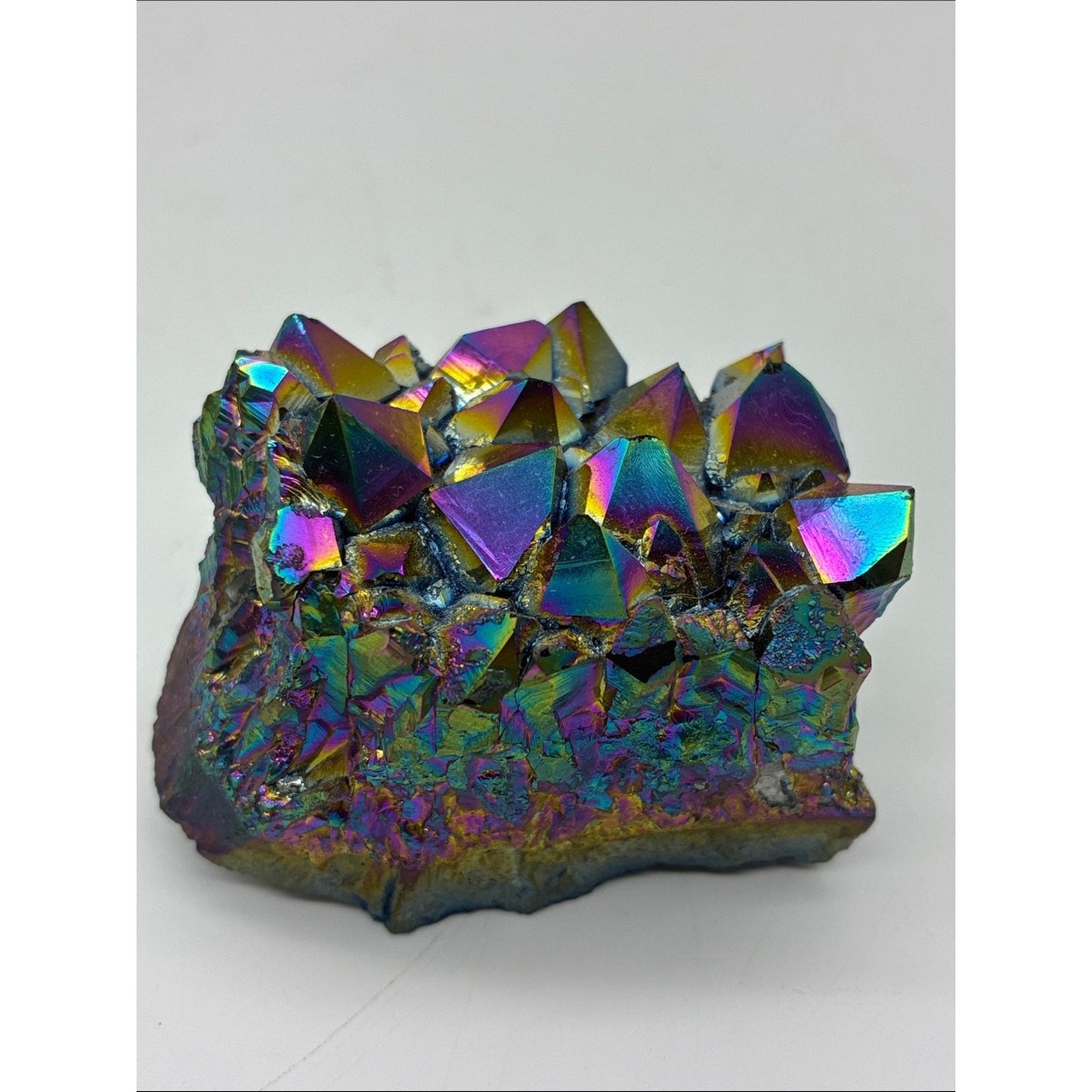 Iridescent Titanium Aura Quartz Crystal Cluster - Blue, Gold, Purple Rock