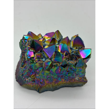 Iridescent Titanium Aura Quartz Crystal Cluster - Blue, Gold, Purple Rock